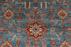 6x10 Blue and Ivory Kazak Tribal Rug