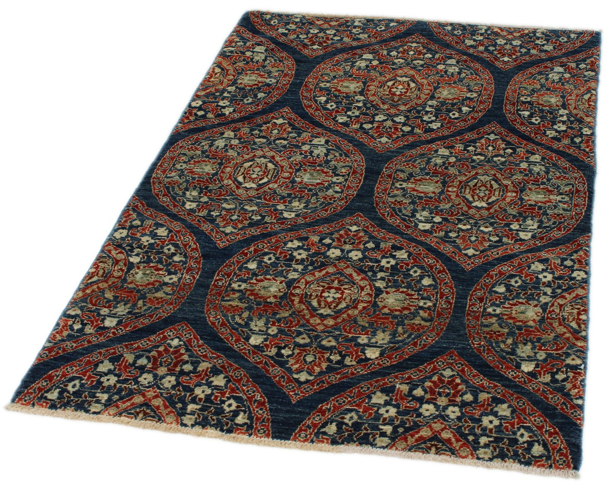 3x5 Red and Navy Anatolian Traditional Rug