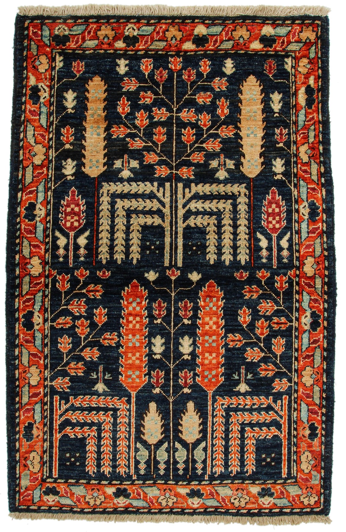 3x4 Navy and Red Anatolian Traditional Rug