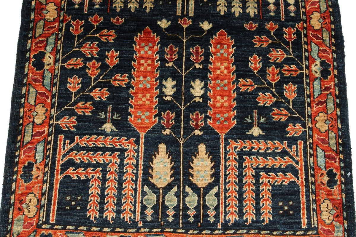 3x4 Navy and Red Anatolian Traditional Rug