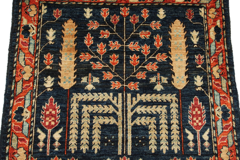3x4 Navy and Red Anatolian Traditional Rug