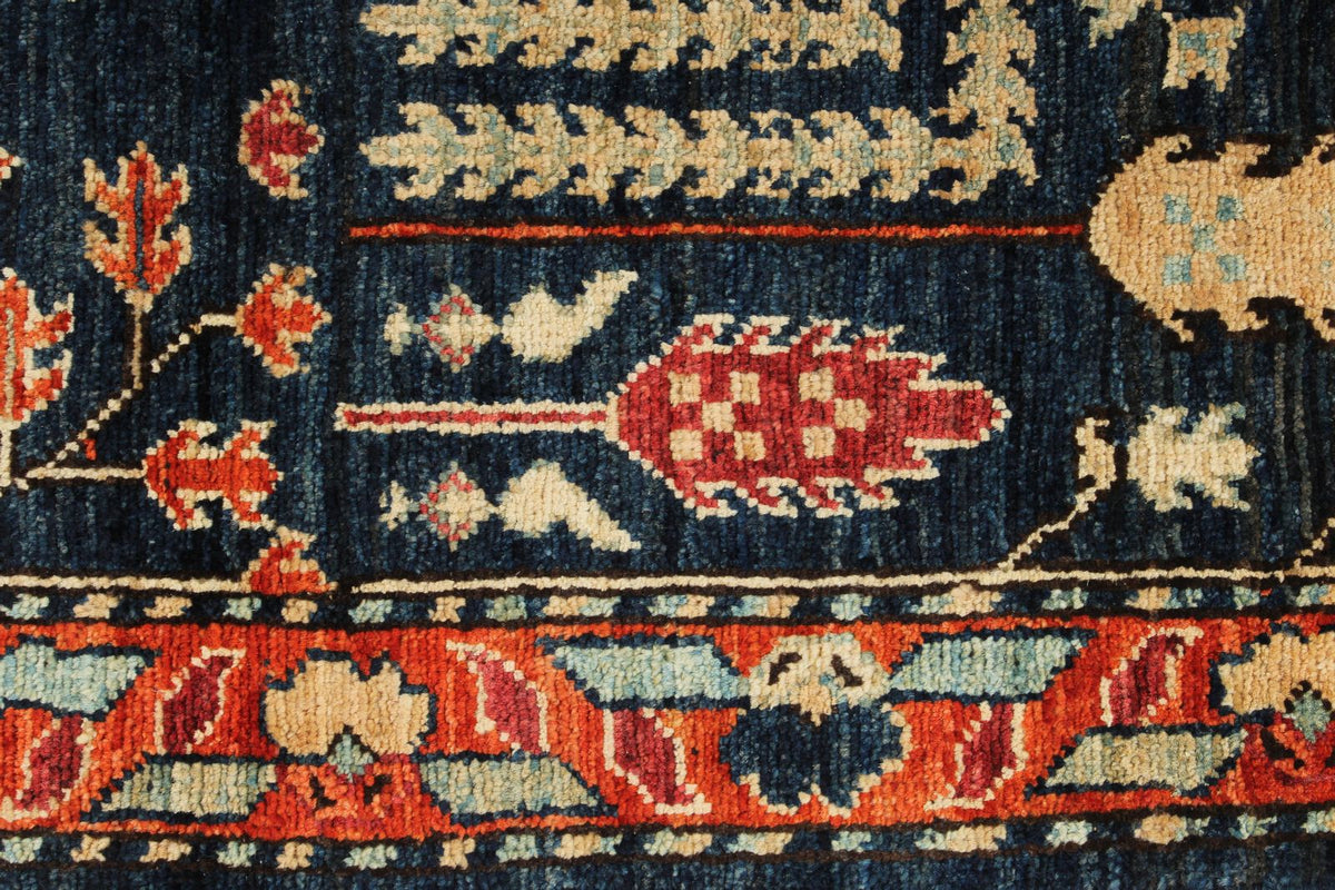 3x4 Navy and Red Anatolian Traditional Rug