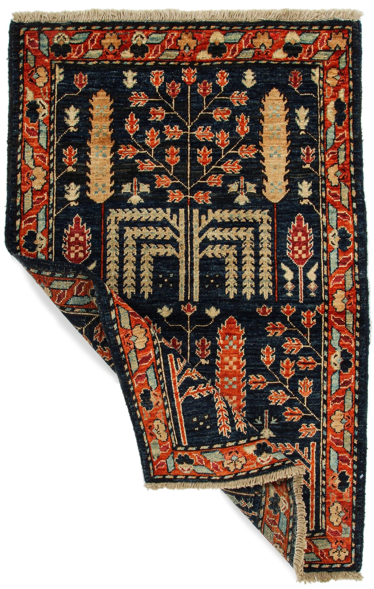 3x4 Navy and Red Anatolian Traditional Rug