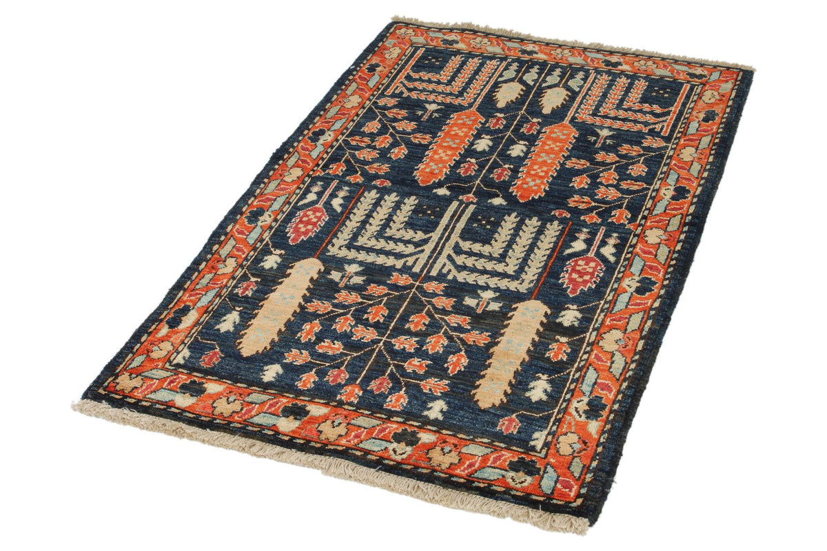 3x4 Navy and Red Anatolian Traditional Rug