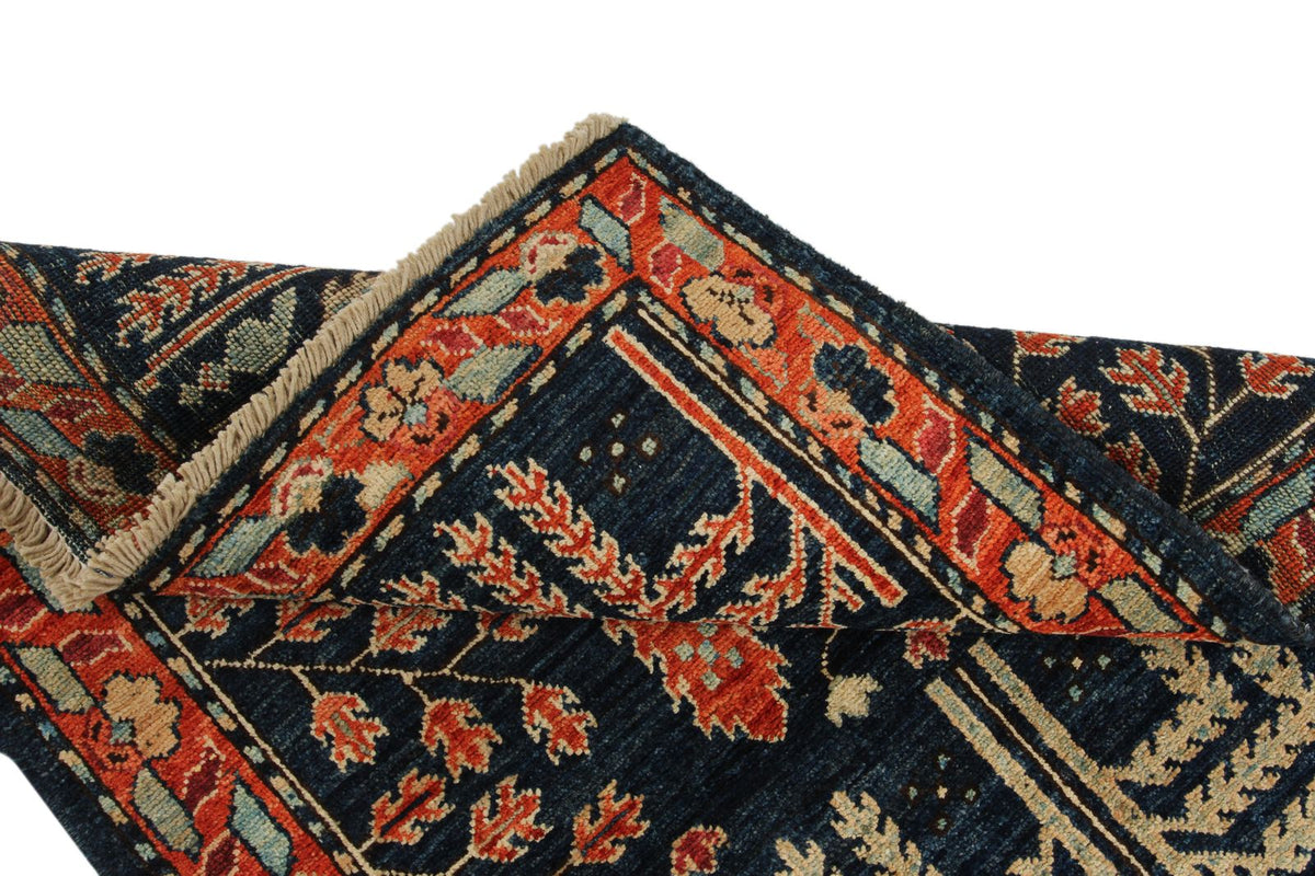 3x4 Navy and Red Anatolian Traditional Rug