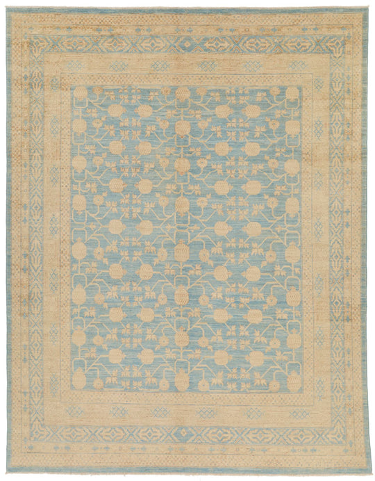 8x10 Blue and Beige Turkish Tribal Rug