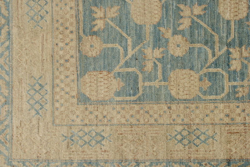 8x10 Blue and Beige Turkish Tribal Rug