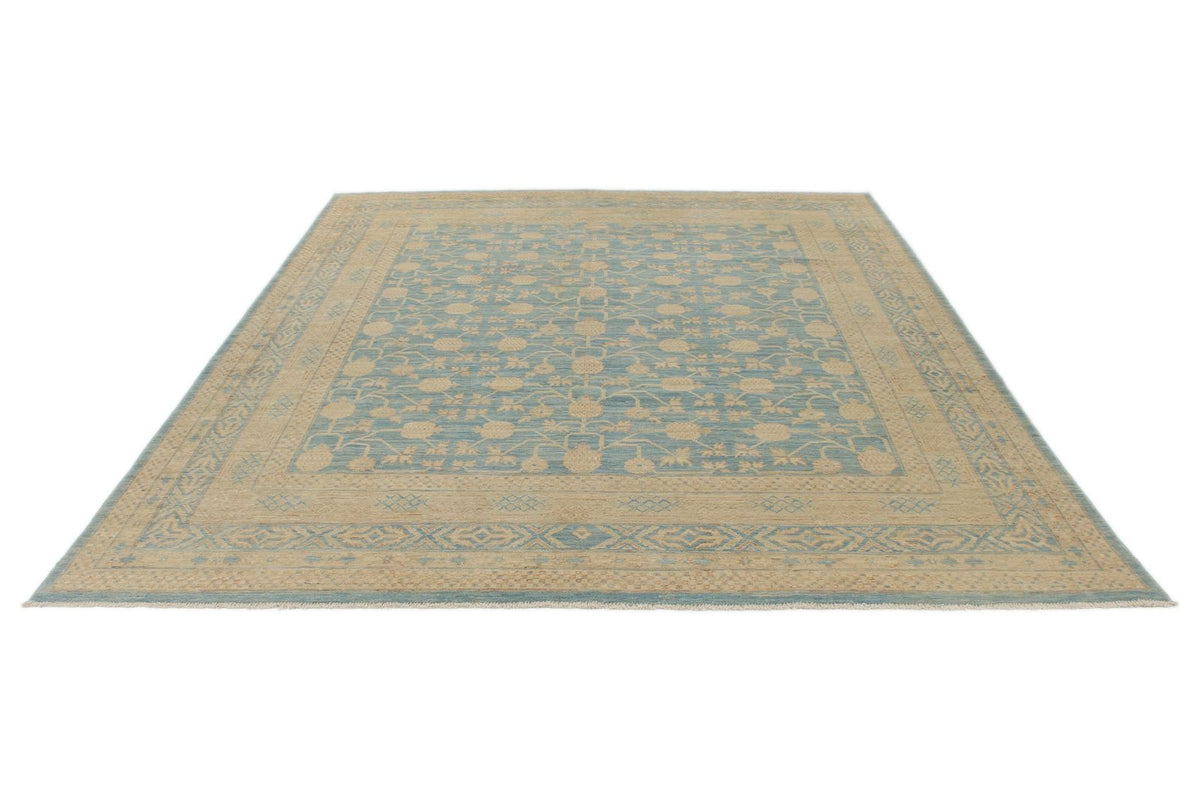 8x10 Blue and Beige Turkish Tribal Rug