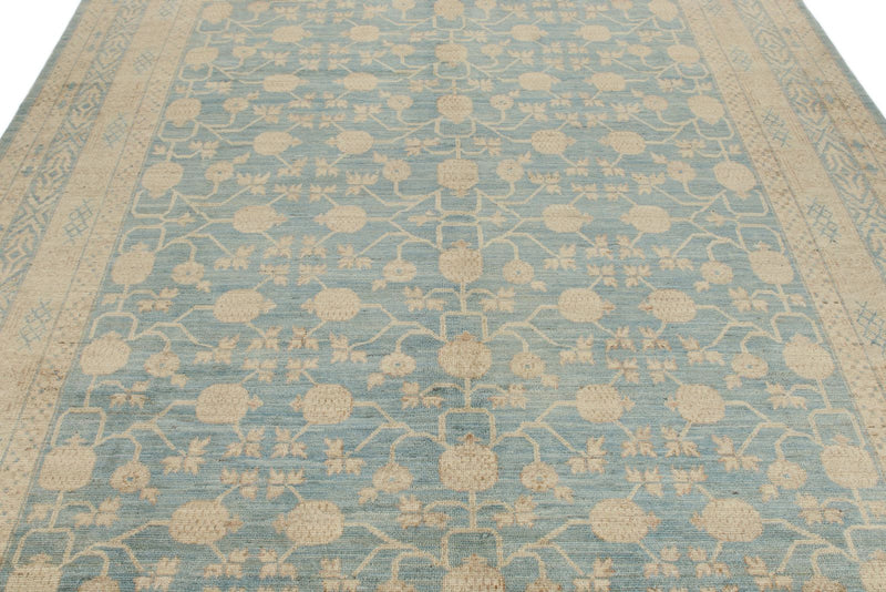 8x10 Blue and Beige Turkish Tribal Rug