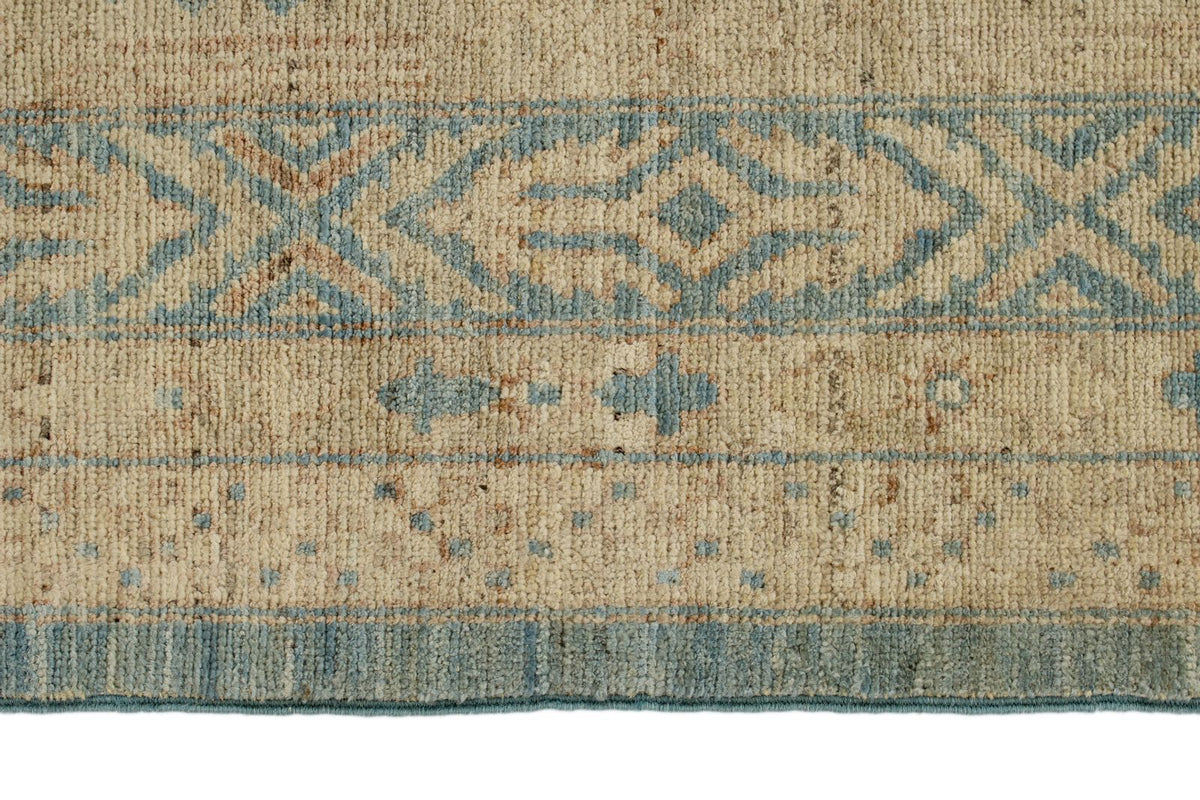 8x10 Blue and Beige Turkish Tribal Rug
