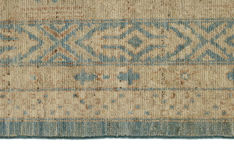 8x10 Blue and Beige Turkish Tribal Rug