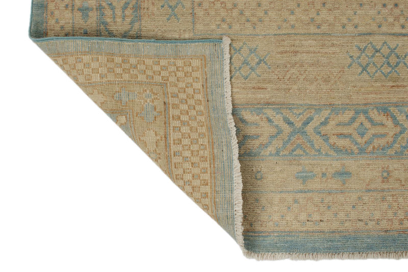 8x10 Blue and Beige Turkish Tribal Rug