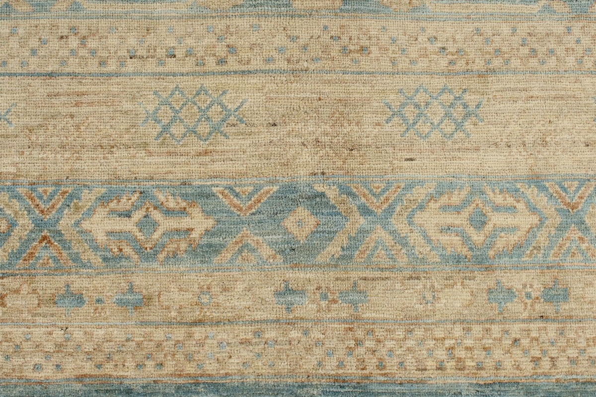 8x10 Blue and Beige Turkish Tribal Rug