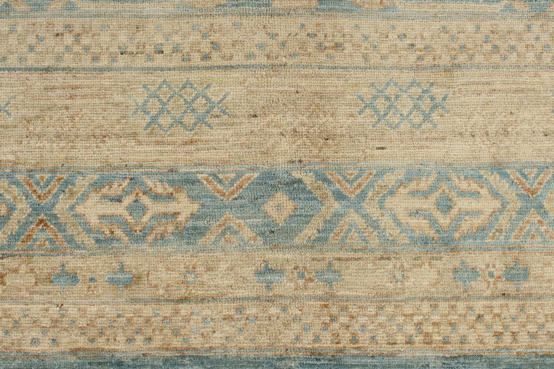8x10 Blue and Beige Turkish Tribal Rug