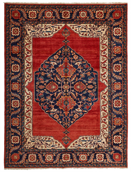 8x11 Red and Navy Anatolian Traditional Rug