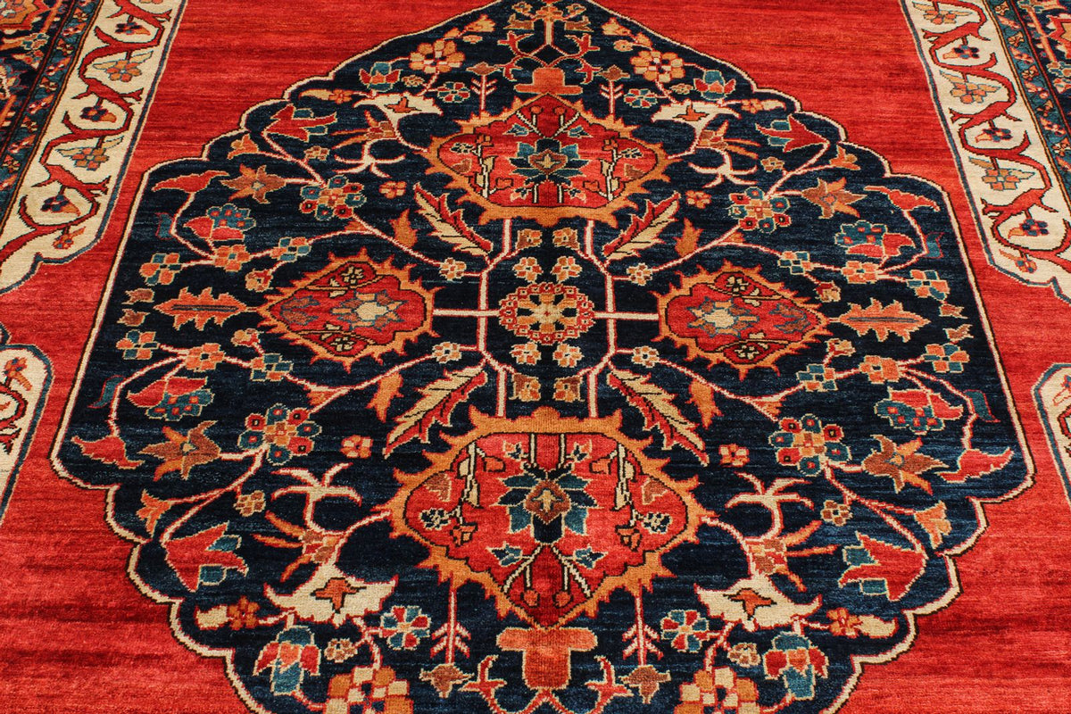 8x11 Red and Navy Anatolian Traditional Rug