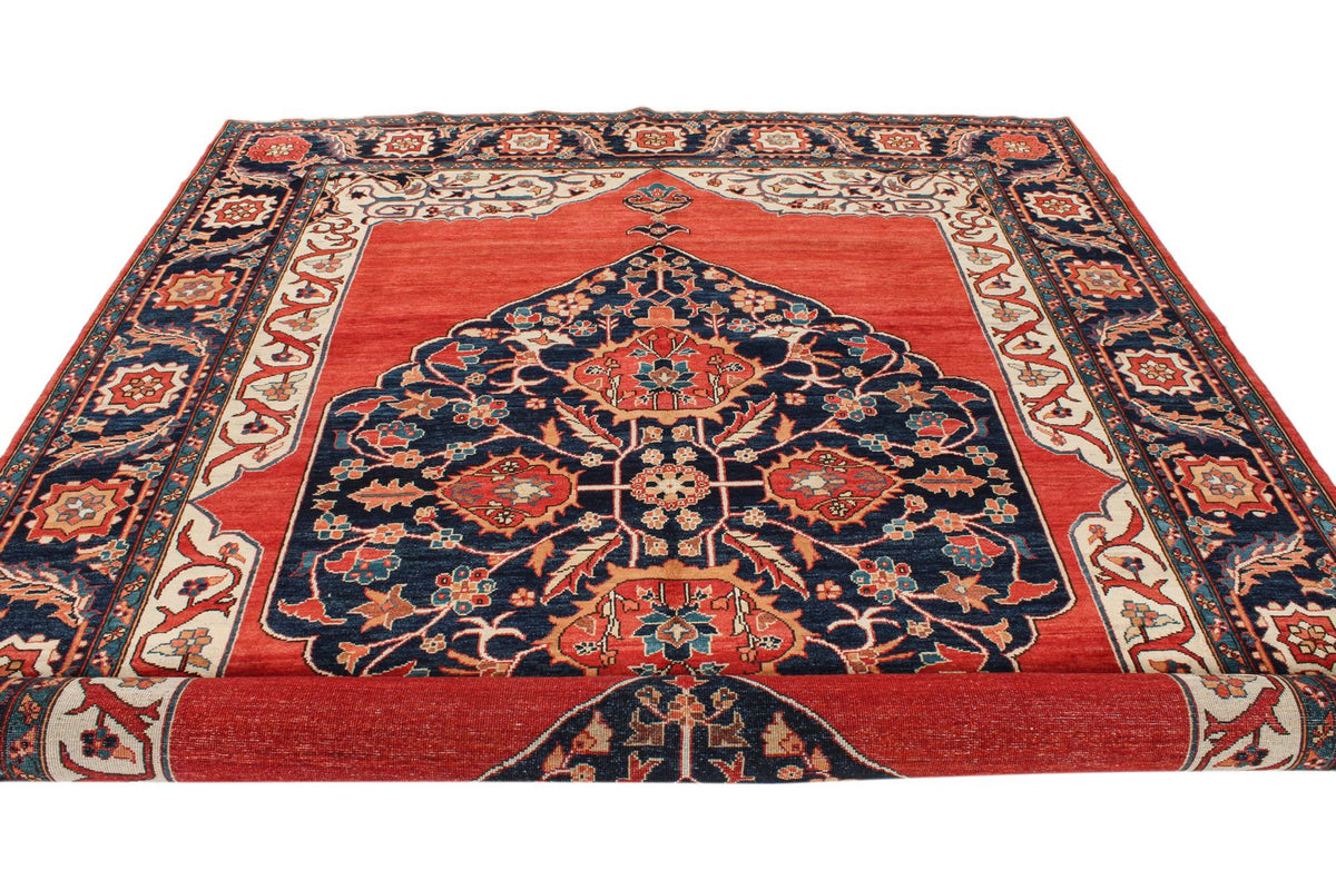 8x11 Red and Navy Anatolian Traditional Rug