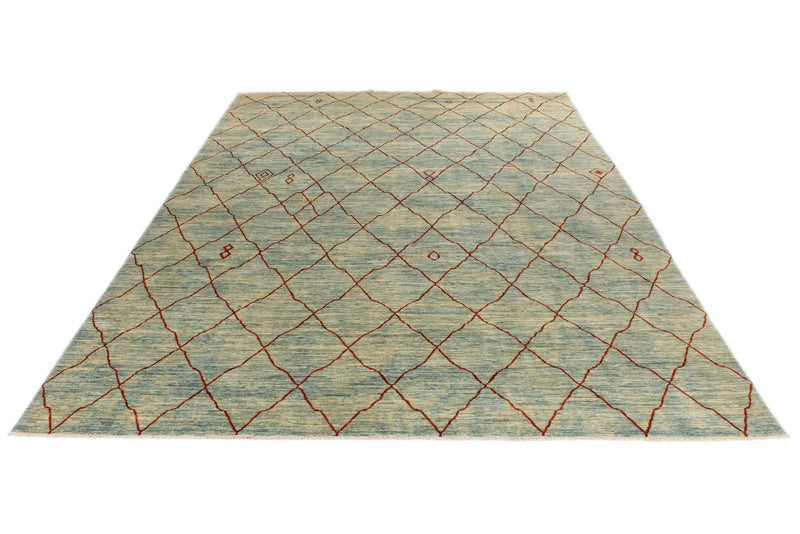 10x14 Light Blue and Ivory Modern Contemporary Rug