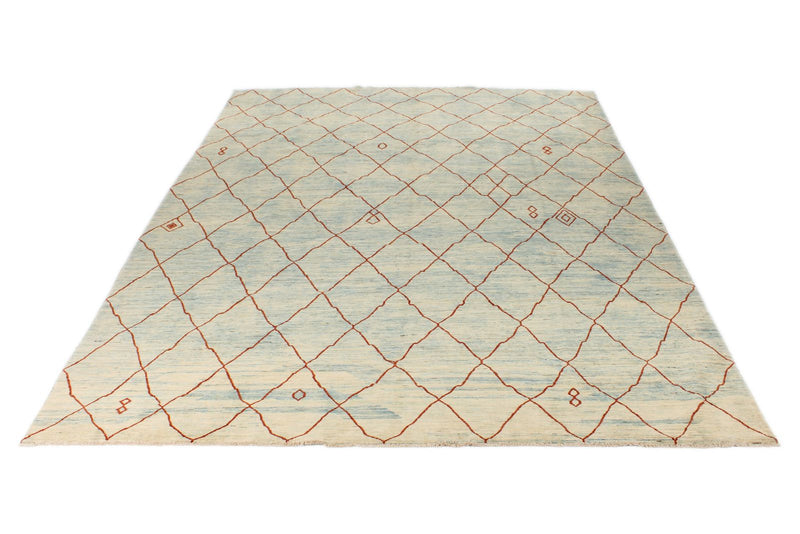 10x14 Light Blue and Ivory Modern Contemporary Rug