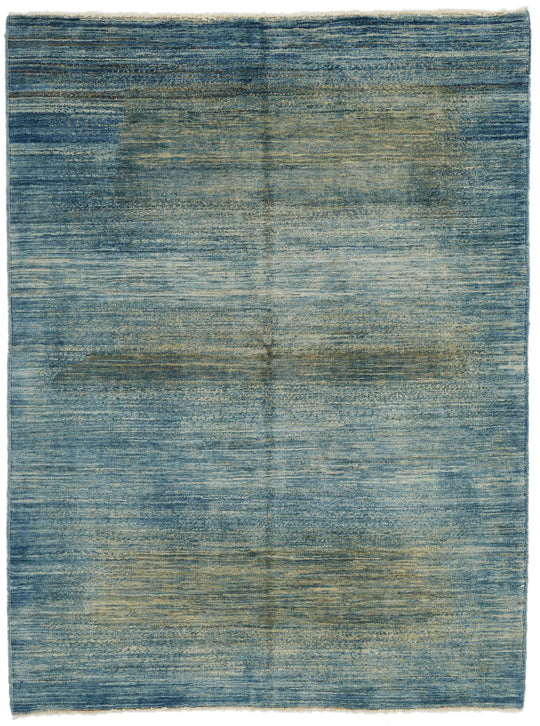 4x6 Blue and Beige Turkish Oushak Rug