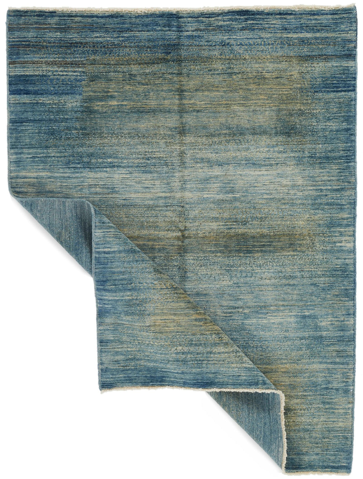 4x6 Blue and Beige Turkish Oushak Rug