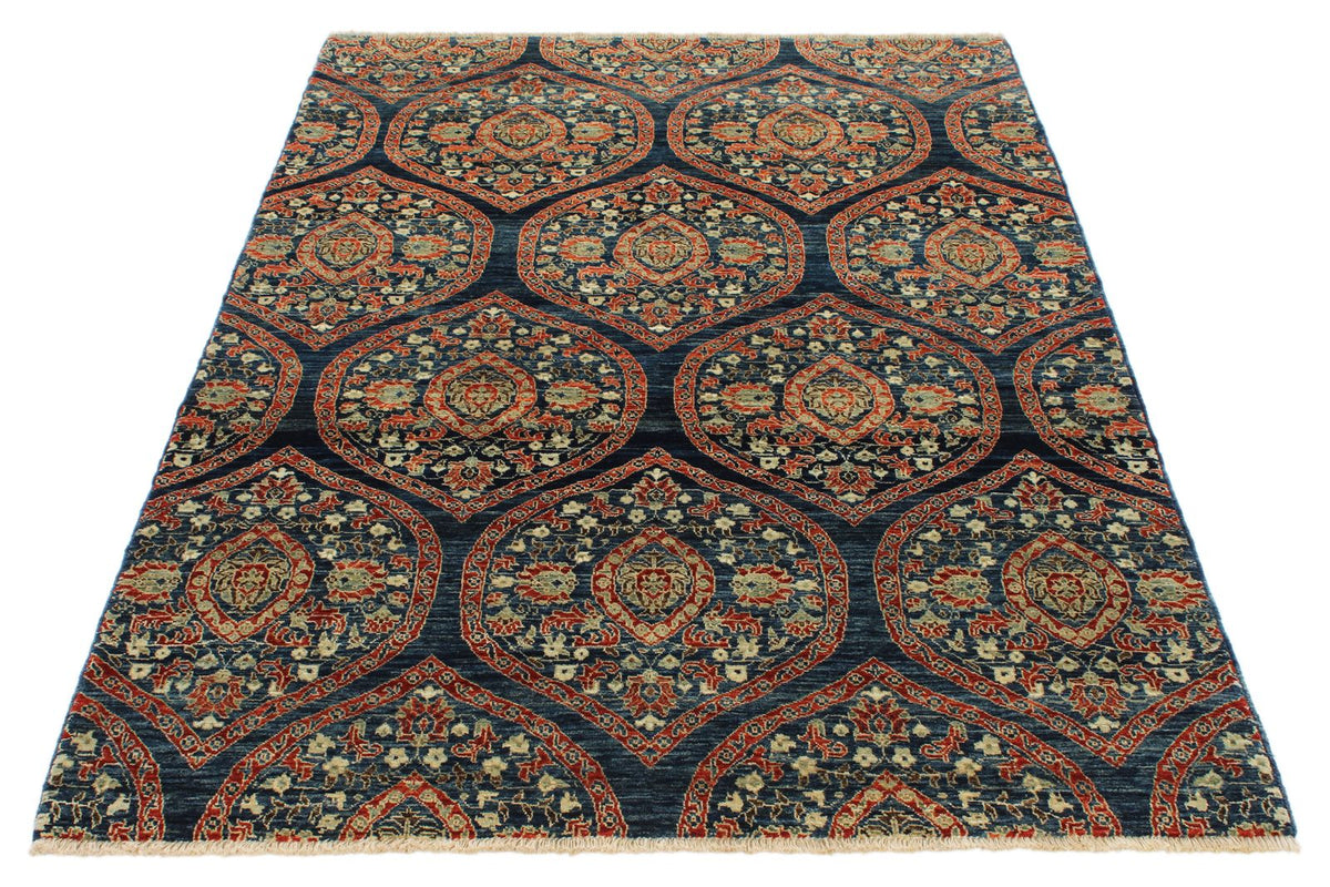 4x6 Navy and Beige Anatolian Traditional Rug