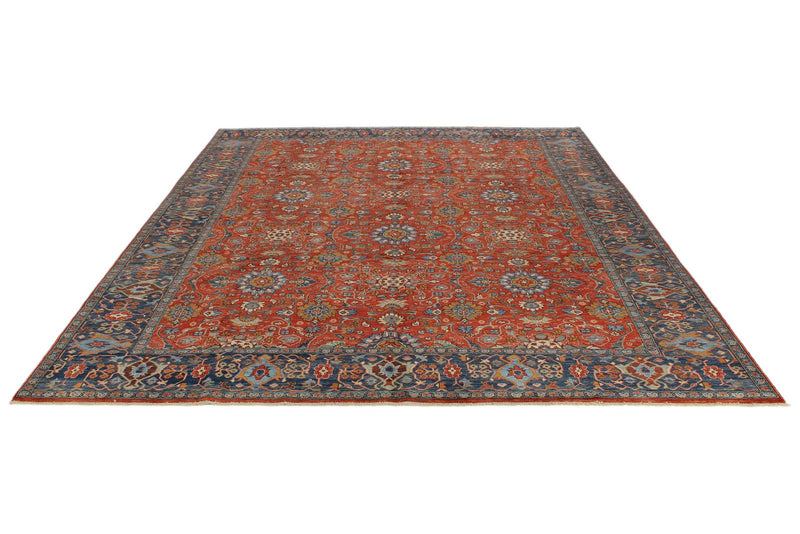 9x12 Rust nad Navy Traditional Rug