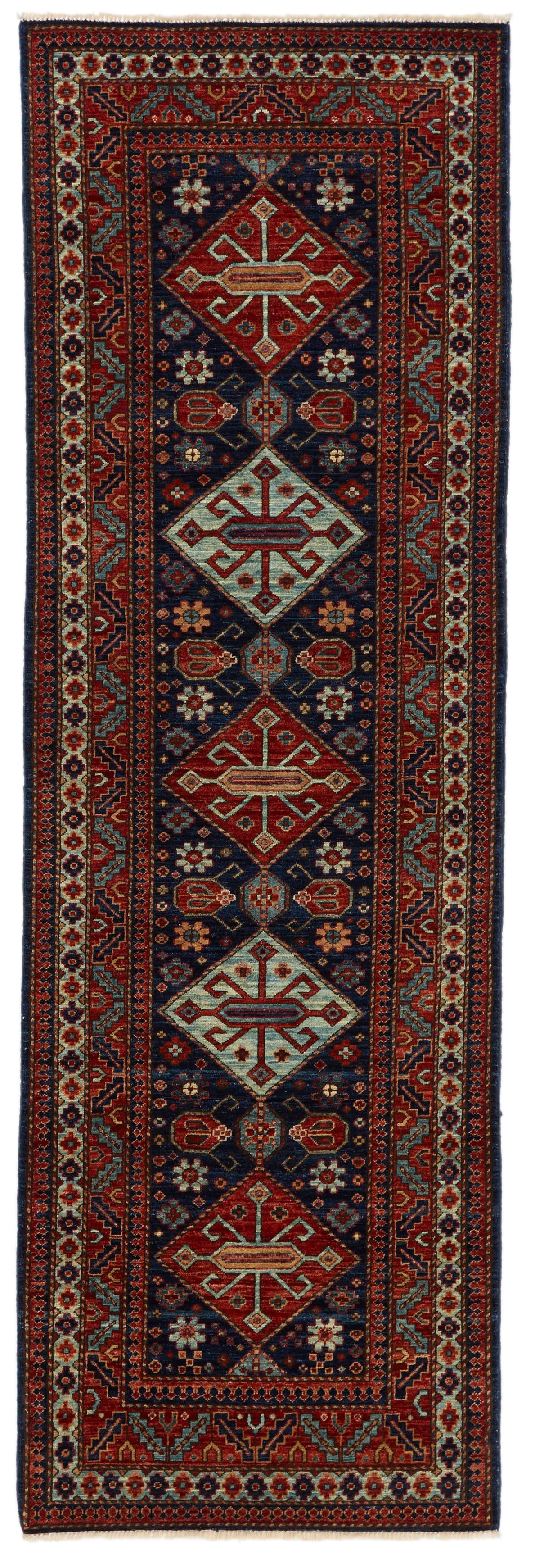 3x8 Navy and Red Traditional Runner