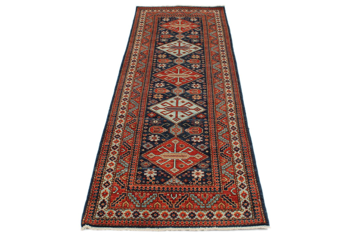 3x8 Navy and Red Traditional Runner