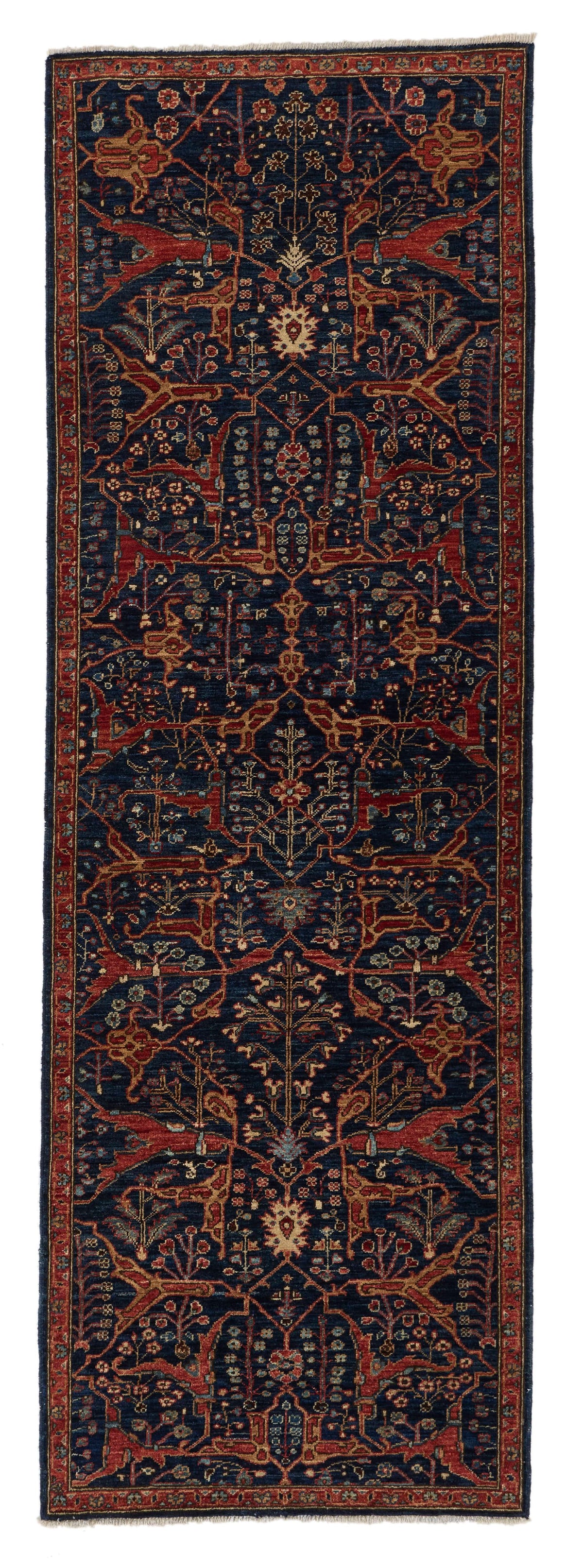 3x8 Navy and Rust Traditional Runner