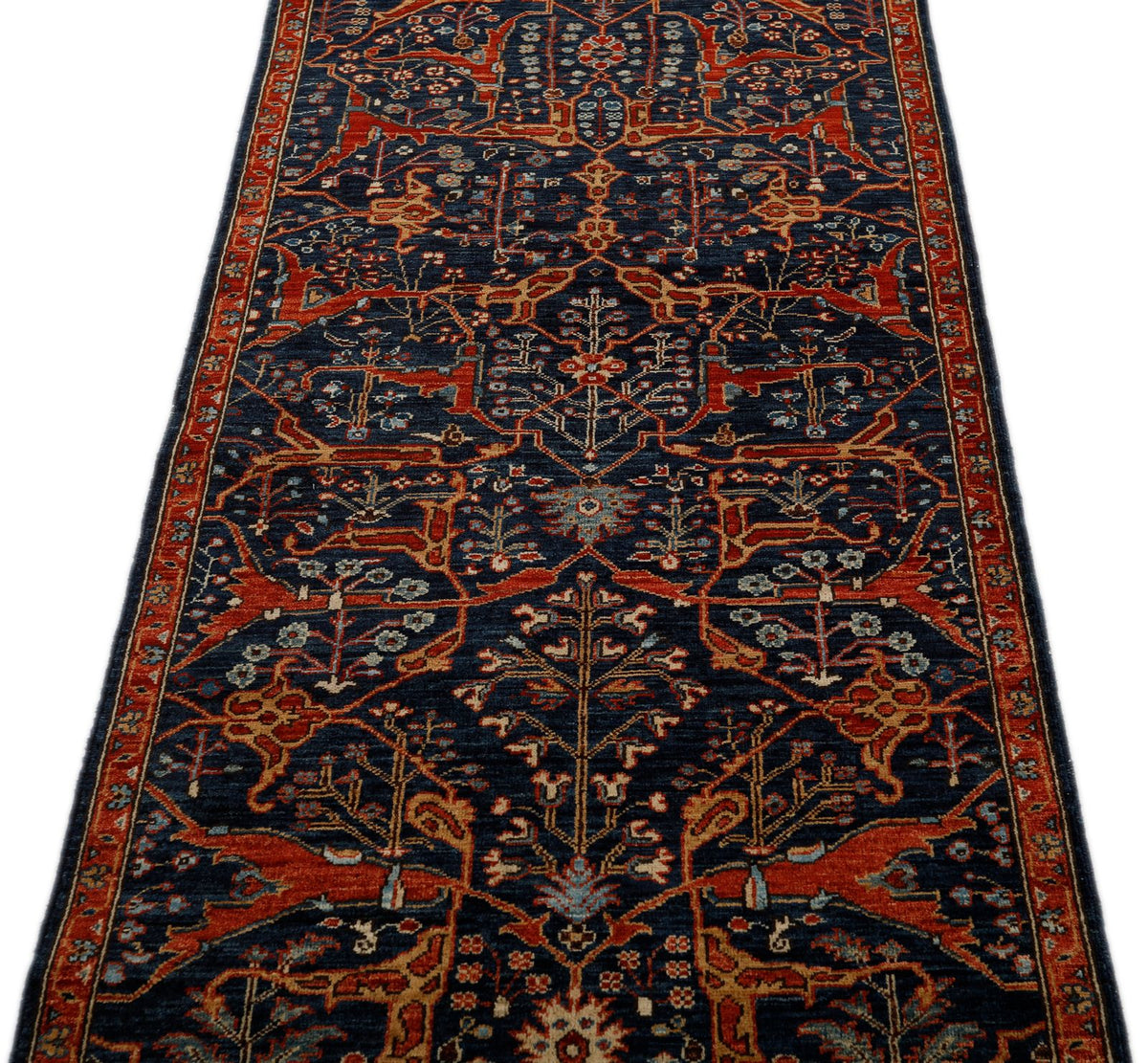 3x8 Navy and Rust Traditional Runner