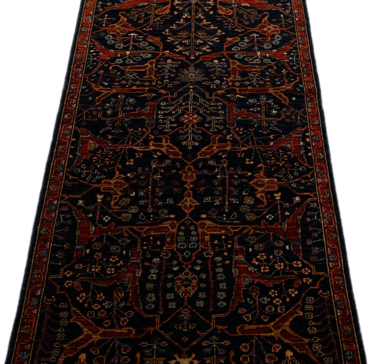 3x8 Navy and Rust Traditional Runner