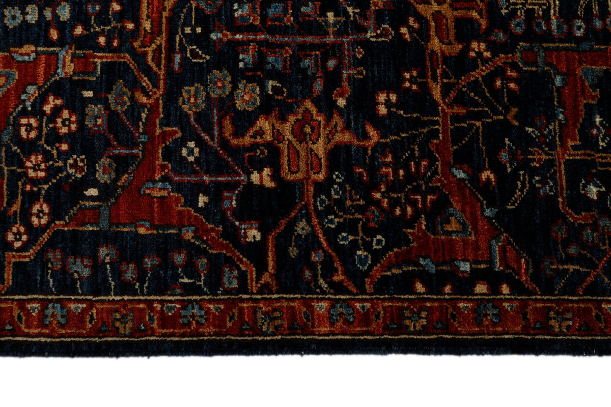 3x8 Navy and Rust Traditional Runner