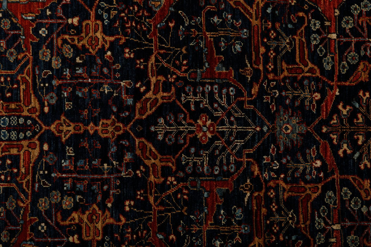 3x8 Navy and Rust Traditional Runner