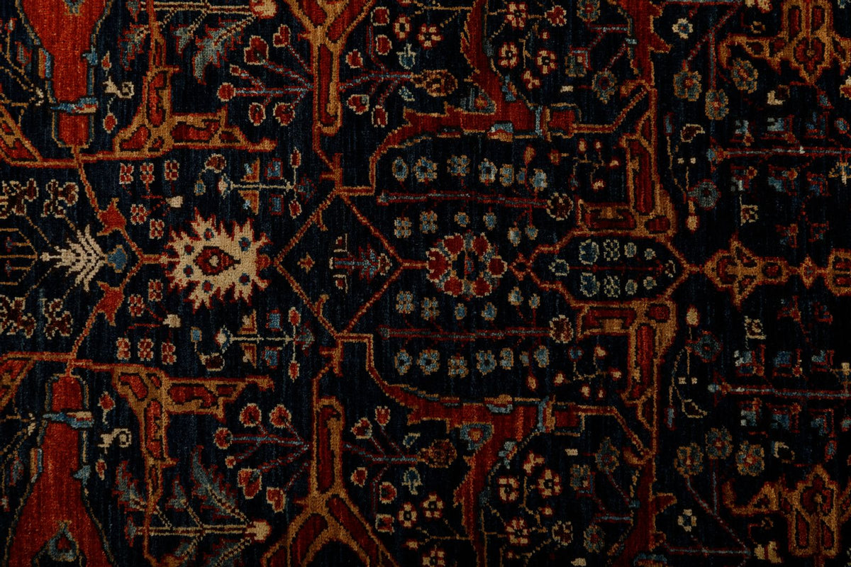 3x8 Navy and Rust Traditional Runner