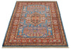 3x5 Blue and Red Kazak Tribal Rug