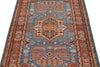 3x5 Blue and Red Kazak Tribal Rug