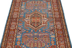 3x5 Blue and Red Kazak Tribal Rug