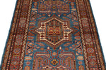 3x5 Blue and Red Kazak Tribal Rug