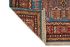 3x5 Blue and Red Kazak Tribal Rug