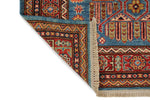 3x5 Blue and Red Kazak Tribal Rug