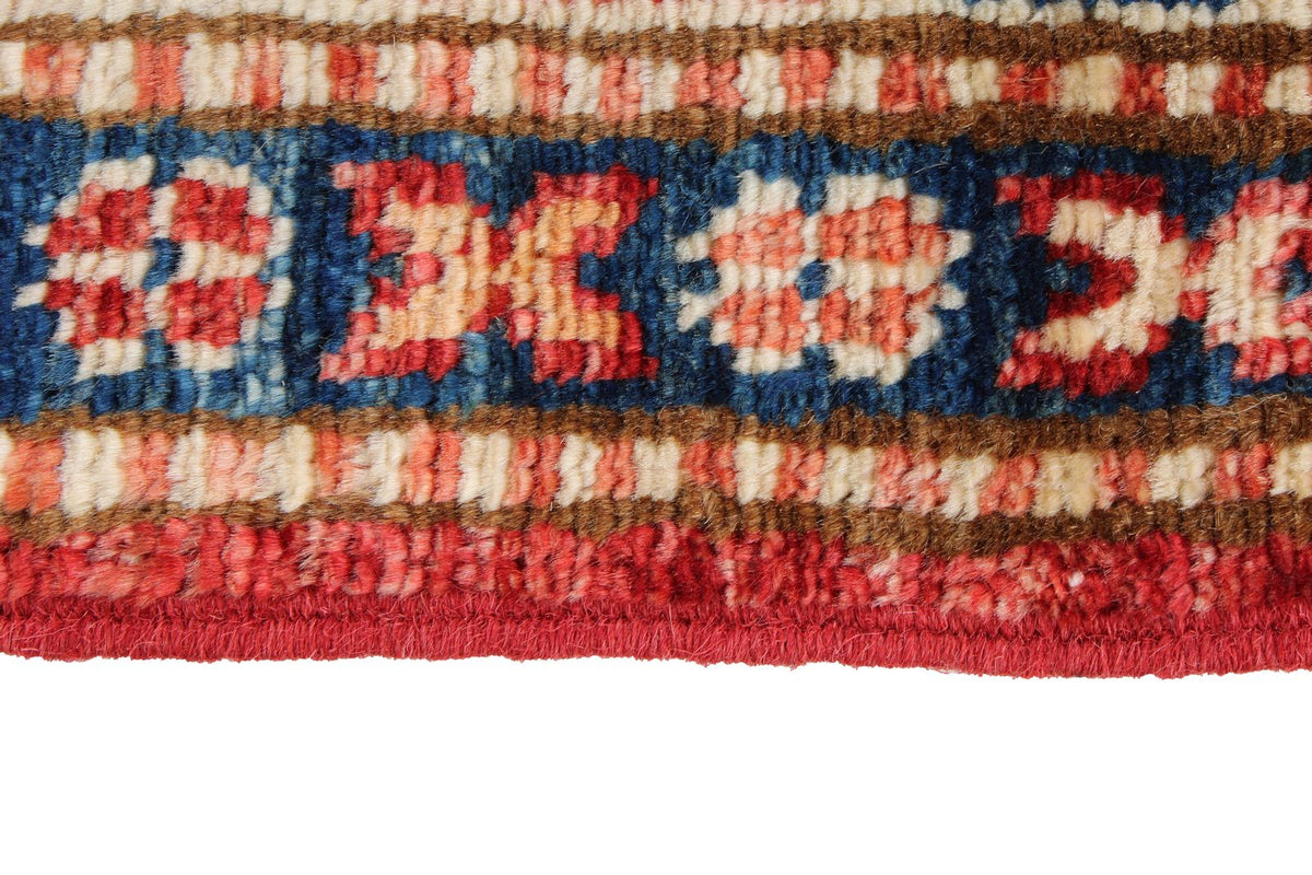 3x4 Red and Ivory Kazak Tribal Rug