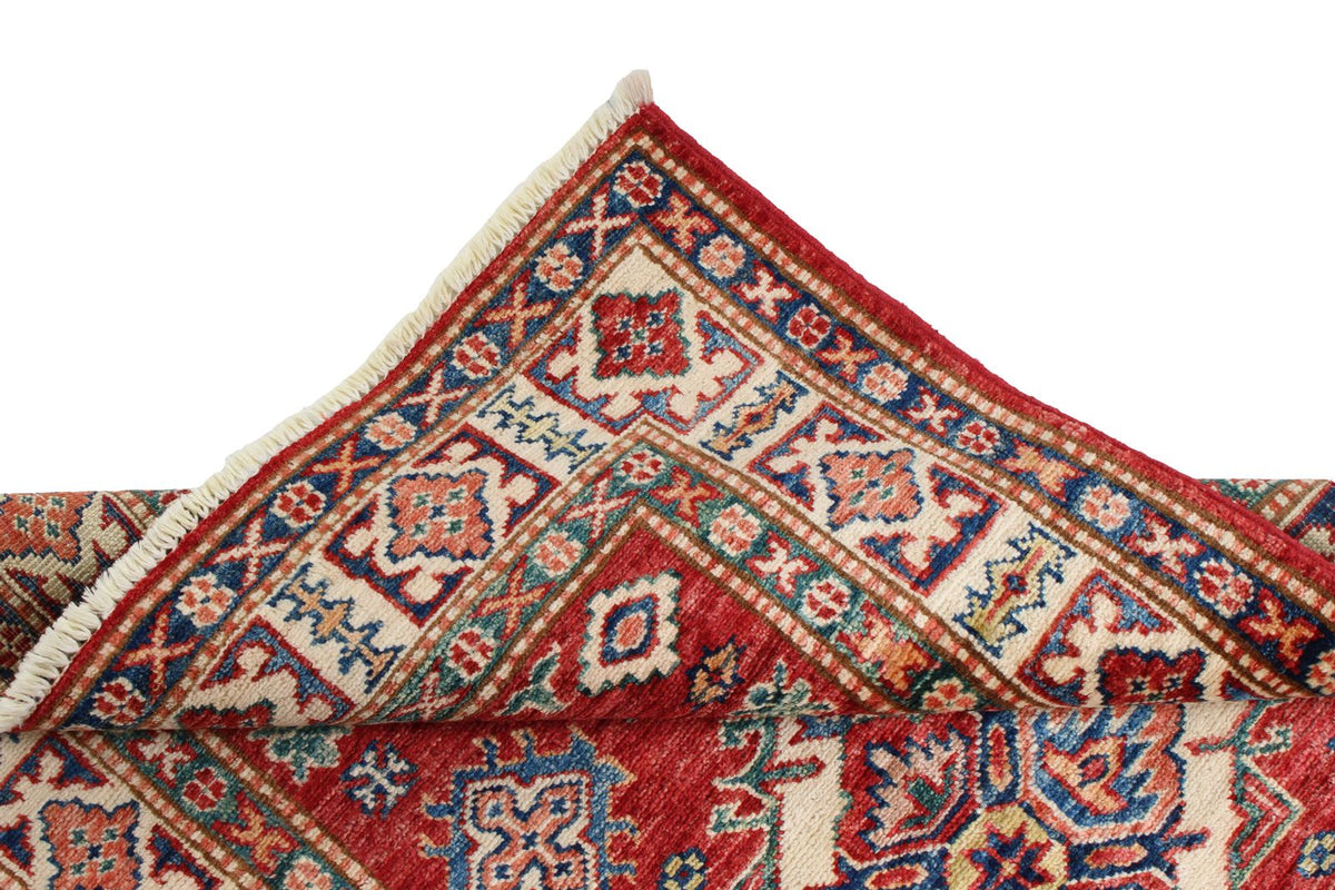 3x4 Red and Ivory Kazak Tribal Rug