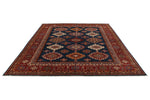 8x10 Navy and Red Kazak Tribal Rug