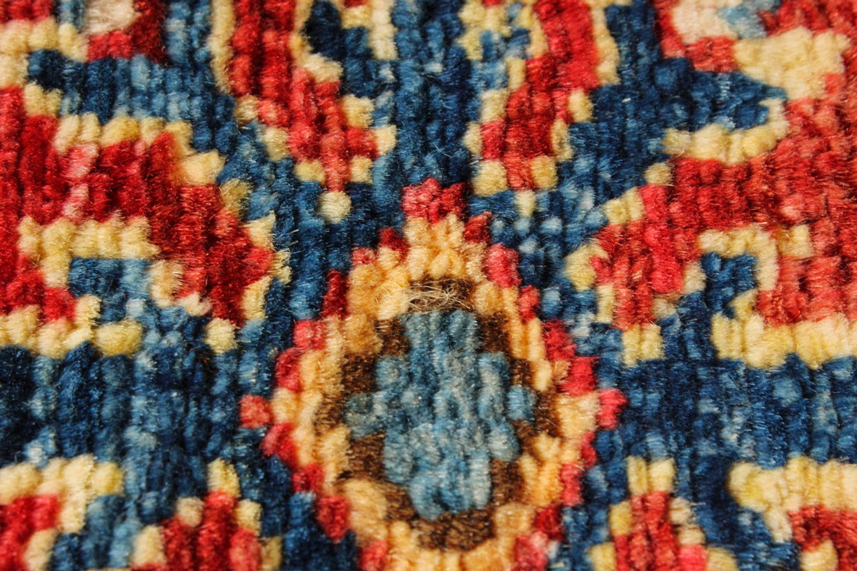 5x7 Ivory and Red Kazak Tribal Rug