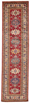 3x10 Red and Ivory Kazak Tribal Runner
