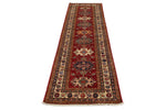 3x10 Red and Ivory Kazak Tribal Runner