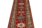 3x10 Red and Ivory Kazak Tribal Runner