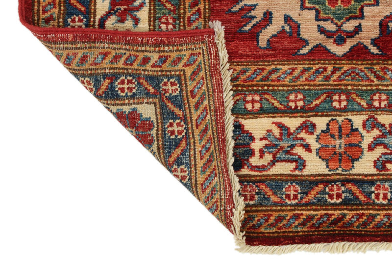 3x10 Red and Ivory Kazak Tribal Runner