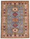 5x7 Gray and Ivory Kazak Tribal Rug